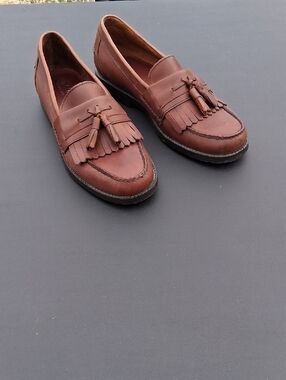 Bass Brown Leather Tassel Kiltie Loafers Size-11 D